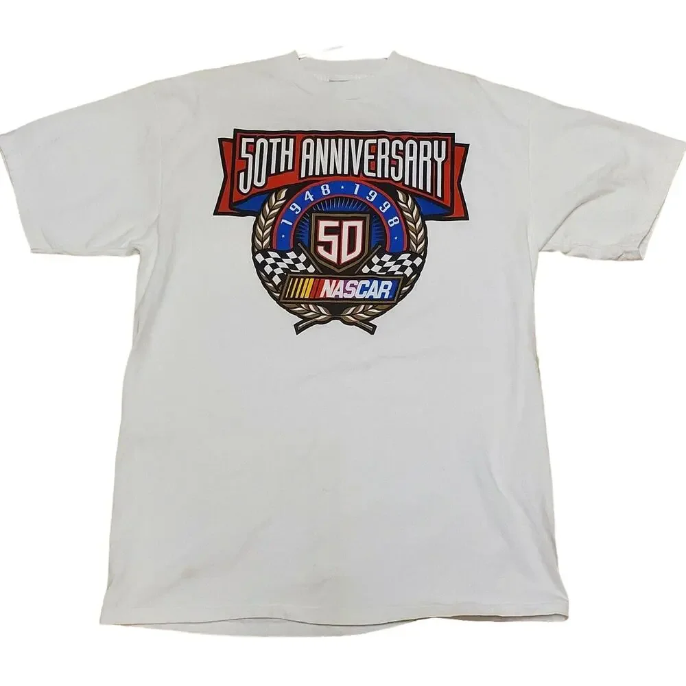 Vintage NASCAR 50th Anniversary 1998 T Shirt Mens XL Checkered Flag Sports